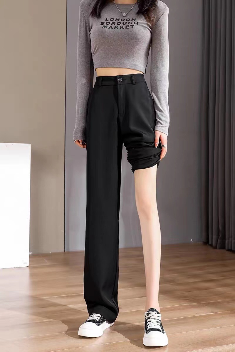 Small straight pants mopping pants suit pants summer casual pants slimming wide-leg pants women's pants draping temperament