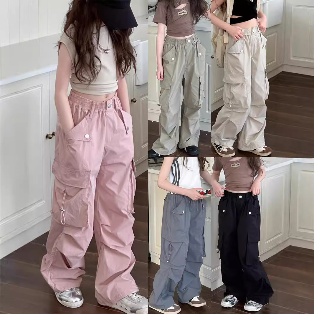 Girls' Casual Overalls Children's Anti-mosquito Pants 2024 Summer New Large Children's Loose Straight Pants Boys' Pants