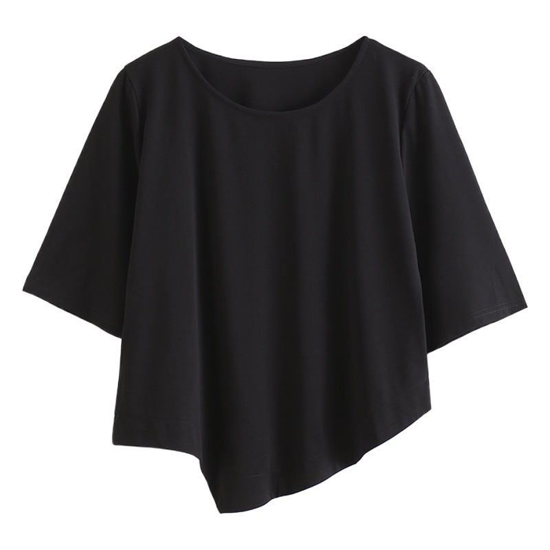 European and American Personality Dark Style Irregular Short-Sleeved T-Shirt Women's Simple Casual Designer Niche Top Summer Fashion