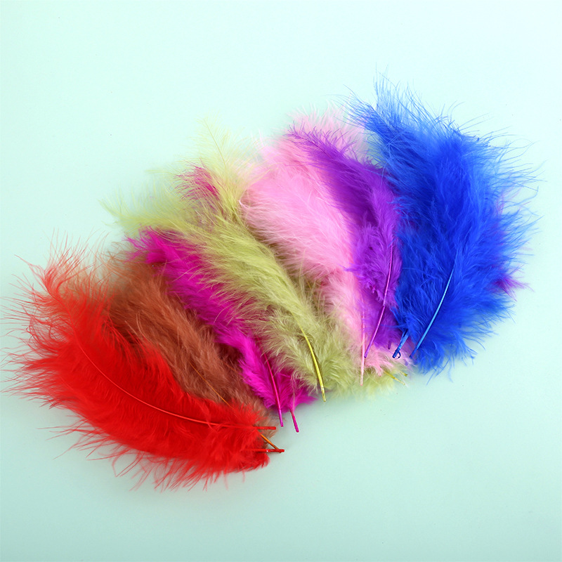 Picture of Feather decoration color turkey feather pointed tail velvet dream catcher net material wave ball gift box filler shooting props