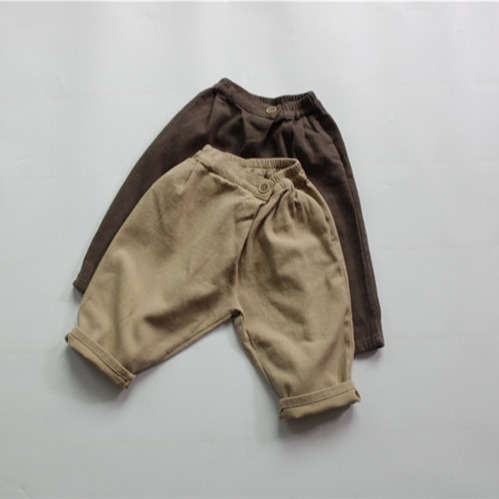 Autumn Children's Pants Solid Color Boys' Cropped Pants Wholesale Korean Style Versatile Loose Side-Button Casual Pants A-Class Stylish
