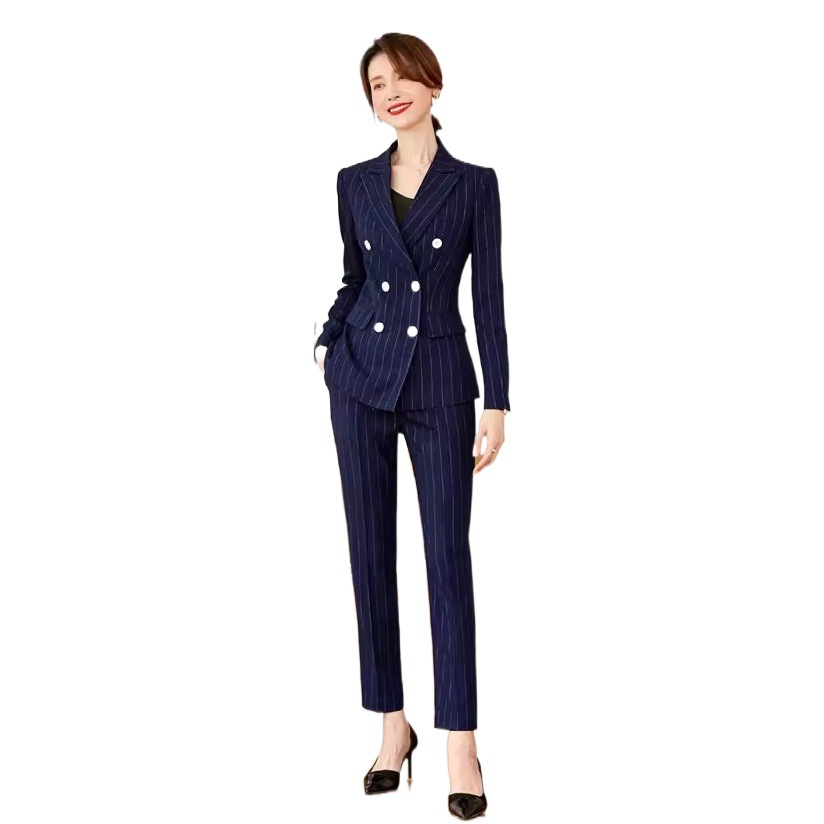New autumn and winter high-end elegant business wear women's suit suit double-breasted fashion Korean formal wear interview overalls