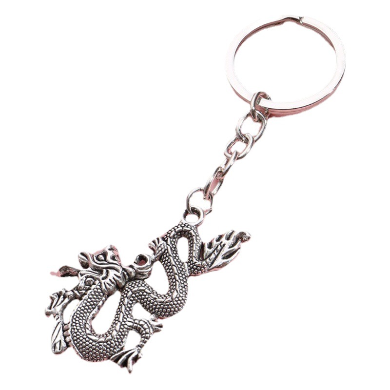 New Zodiac Alloy New Year Pendant Creative Chinese Wind Dragon Keychain Metal Dragon Auto Accessories