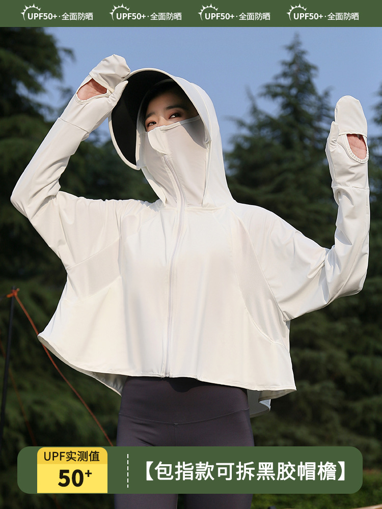 Picture of Women's Summer Sun Protection Clothing 2025 Black Rubber Brim Removable Upf50+ Anti-Uv Cycling Thin Sun Protection Clothing