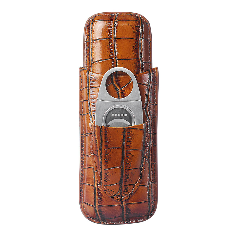Picture of LUXFO Langyou Compact Handsome Cigar Leather Case Two Pack Cigar Scissors Gift Box Travel Suit