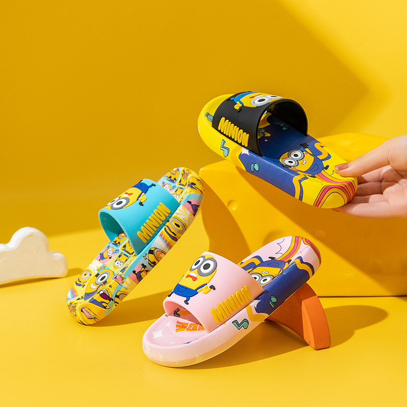 Summer Minions Children's Slippers Indoor Cute Home Non-slip Parent-child Boys and Girls Bathroom Cartoon Sandals and Slippers