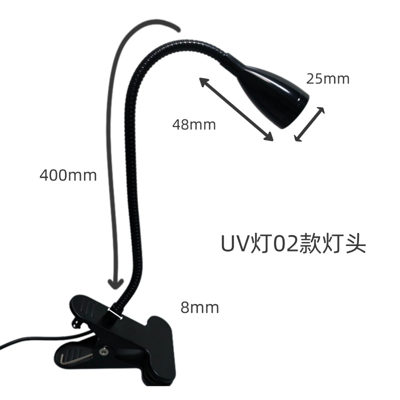 Picture of Factory 395nm purple nail lamp fluorescence detection lamp USB fixing clip uv curing lamp green oil shadowless glue drop lamp