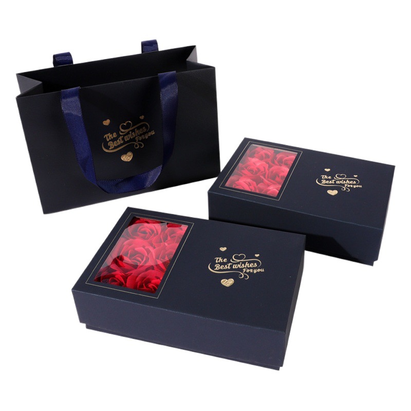 Ready-Made Valentine's Day Eternal Flower Gift Box Set Chinese Valentine's Day Gift Necklace Ring Rose Flower Gift Box Jewelry Box