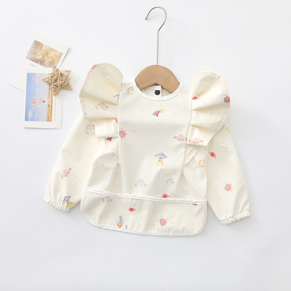 Picture of Danish Children's Overalls Long-Sleeved Wings Eating Clothes Baby Retro-Dressing Baby Soft PU Waterproof Anti-Dirty Feeding Clothes