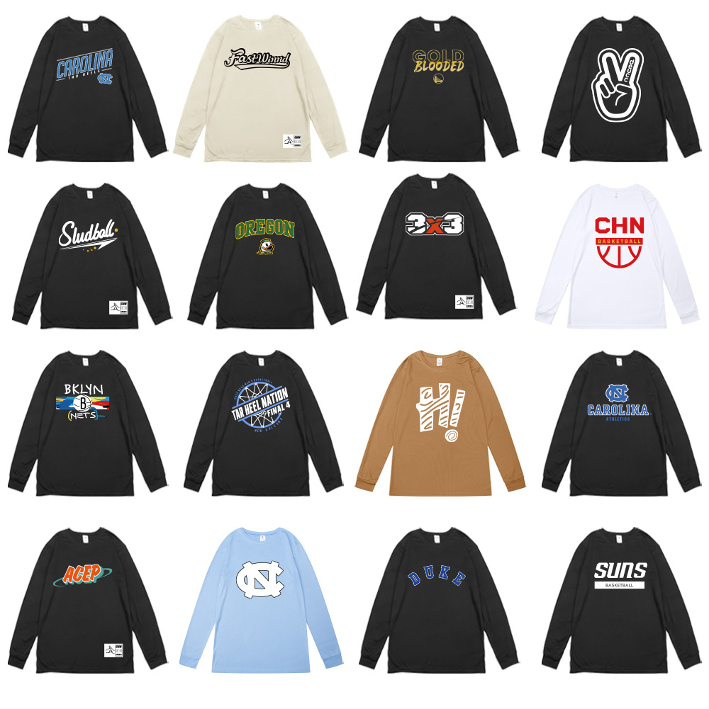 Cross-Border Running Sportswear Ncaa Jersey Training Warm-Up Investment 3X3 Basketball Clothing Fitness T-Shirt Quick-Drying Basketball Long-Sleeved Men