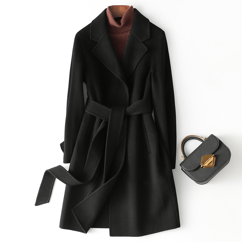Picture of Double-Sided Cashmere Outwear for Women Mid-Length 2025 Autumn and Winter New Slim Fashion Classy Woolen Outwear for Small People
