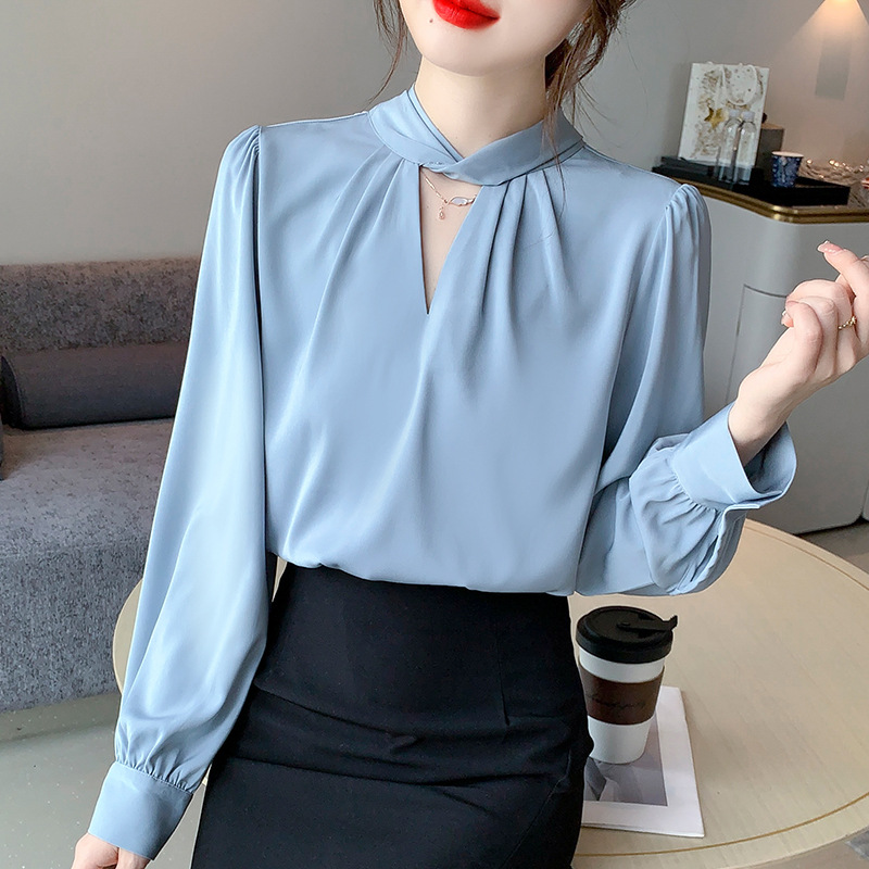 Real Shot of 2025 New Autum Korean Style Versatile Long-Sleeved Bottoming Shirt Women's Tops Autum