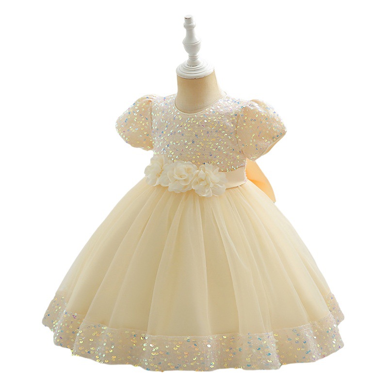 Amazon children's dress sequins children's dress puffy mesh princess dress baby girl's one-year-old banquet girl dress
