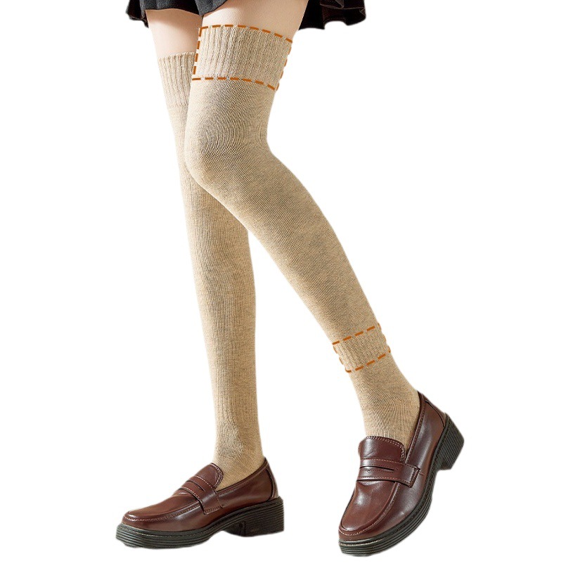 Terry over-the-knee socks autumn and winter high socks women's thickened fleece-lined slimming micro-pressure stockings outer wear thigh socks warm