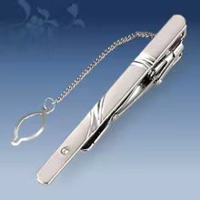 Picture of Metal tie clip men's suit chain 140 simple flower type business atmosphere with drill tie clip