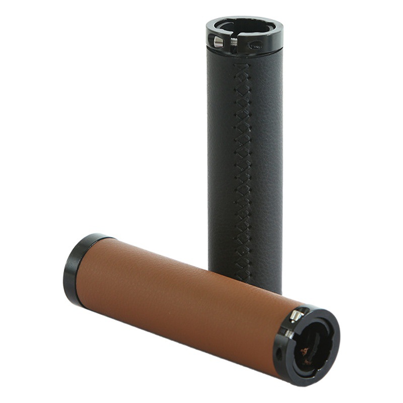 Bicycle Handle Cover Shock Absorbing Dead Fly Folding Scooter Handle Cover Hand Sewing Handle Cover PU Leather Retro Casual Universal
