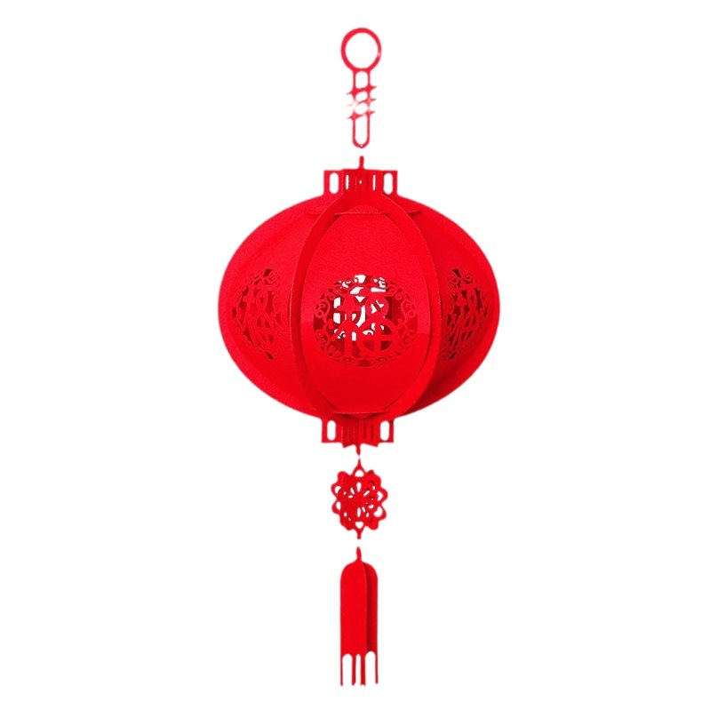 China Red Lantern Non-woven Palace Lantern Spring Festival Supplies New Year Decoration Room Layout Three-dimensional Fortune Lantern Hanging Decoration
