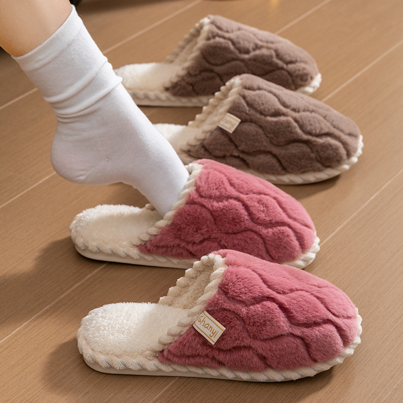 Cixi Cotton Slippers for Women in Spring, Autumn and Winter for Home Use Indoor Non-slip Home Warm Couple Winter Plush Men