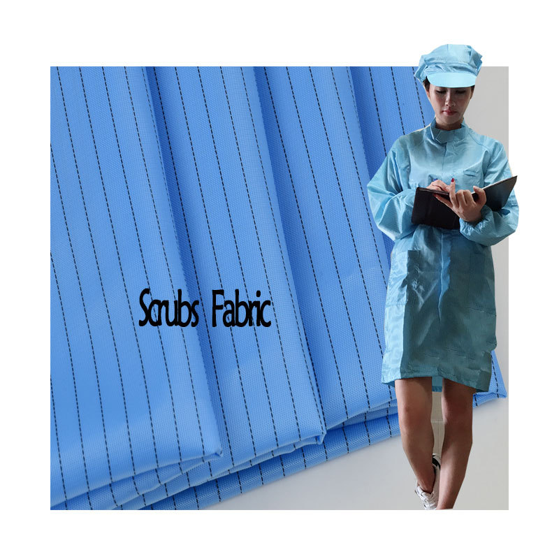 Polyester Plain Weave Fabric with Conductive Yarn, Waterproof and Washable, Anti-Static Fabric for Workwear and Isolation Gowns