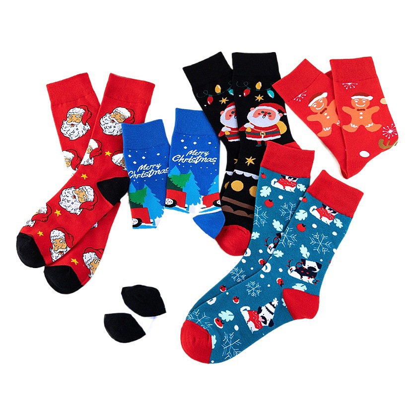 2024 new creative Christmas socks snowman Santa Claus cartoon tube socks autumn and winter European and American Christmas socks