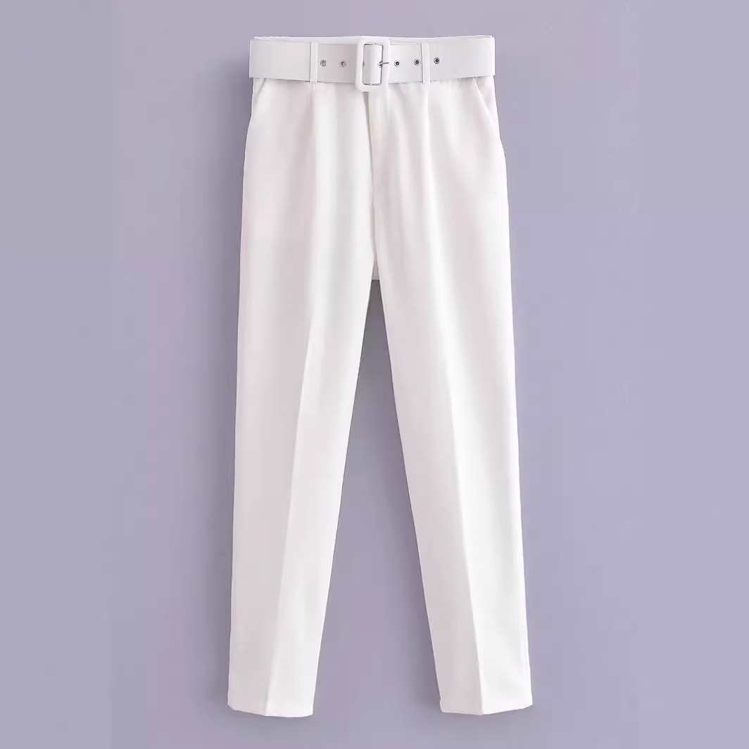 Picture of New Pants European Size Belt with Suit suit Spring Pure White Women Cross-border Pants White Pants