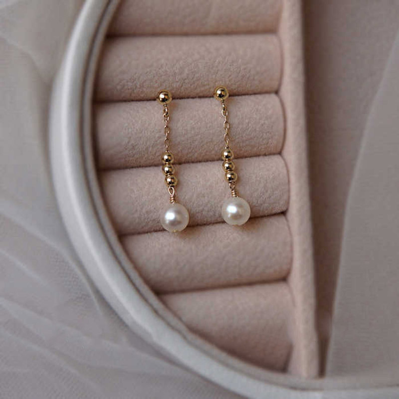 Freshwater Pearl Alien Baroque Hand-made Design Earrings Round Face Advanced Ear Studs Women's Earrings