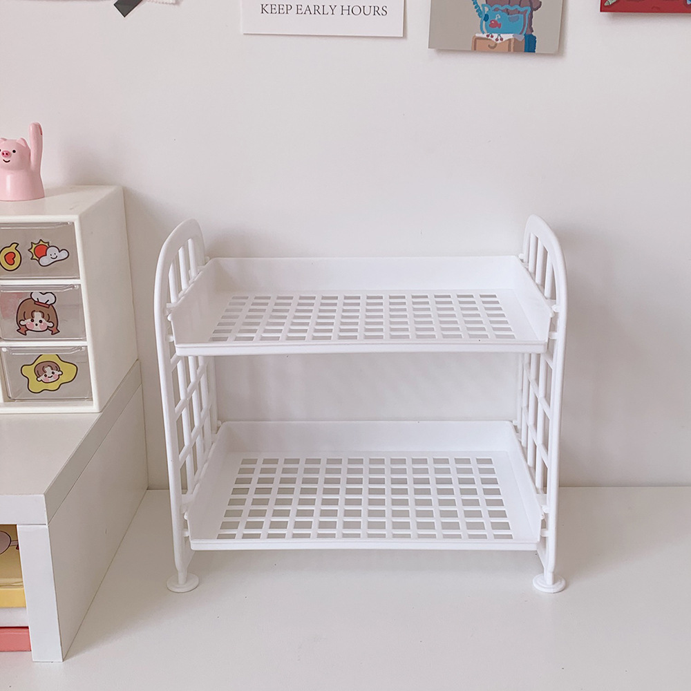 Picture of New Ins Cosmetic Jewelry Double-layer Folding Storage Rack Simple Household Desktop Bathroom Storage Rack Storage Rack
