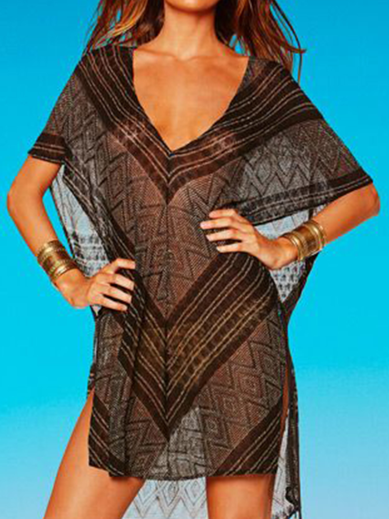 Foreign Trade Cross-border Europe and America Amazon Source Factory Women's Knitwear Blouse Hollow Beach Summer