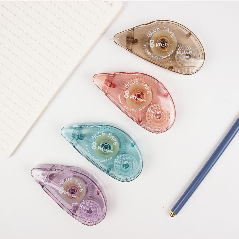 Cross-Border English Version Primary School Students Dot Glue 8m Tape Kidsren's Handmade Correction Tape Transparent Double-Sided Tape Wholesale