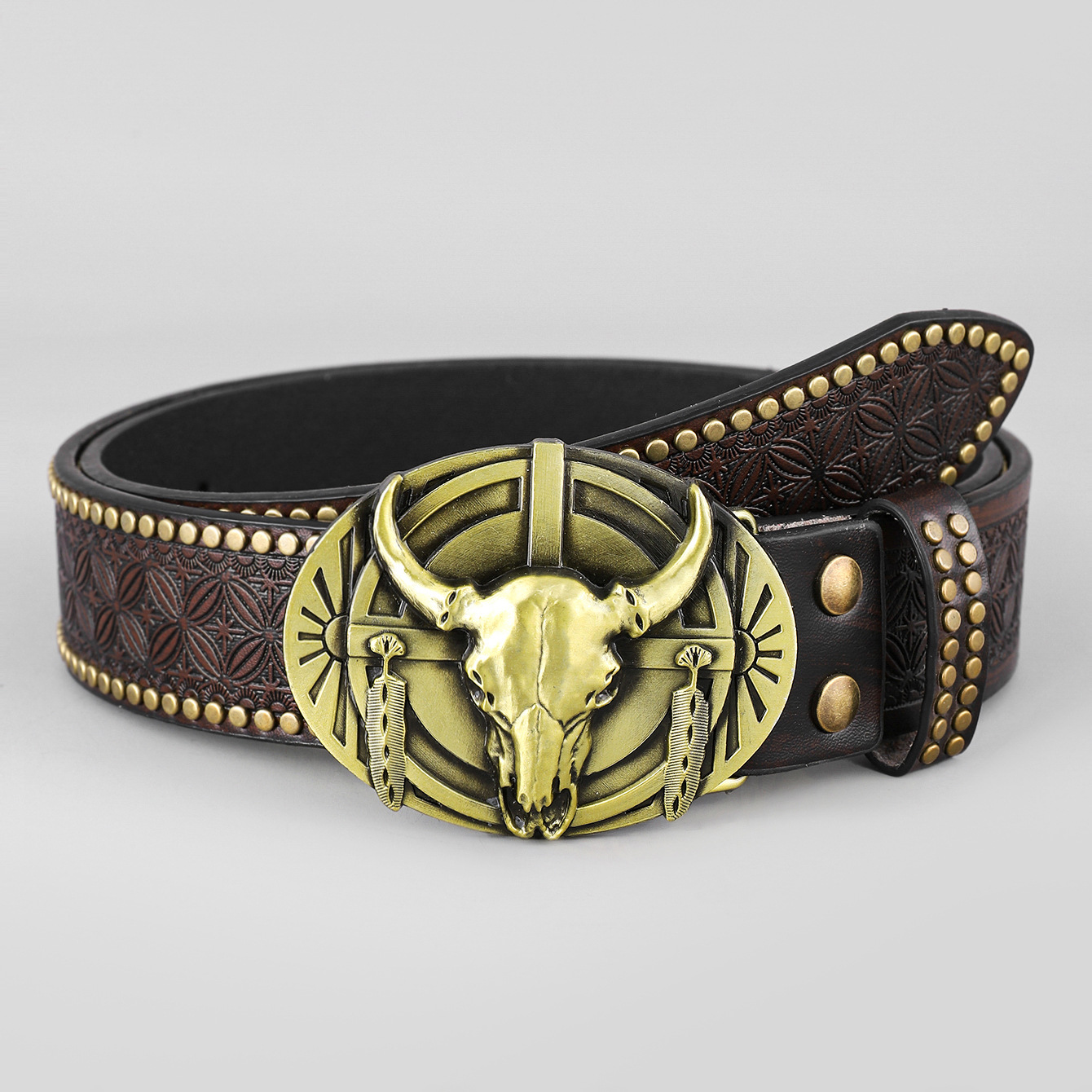 New Denim Belt Men's Retro American Belt Hip Hop Trend Bead Rivet Personalized Design Belt for Men