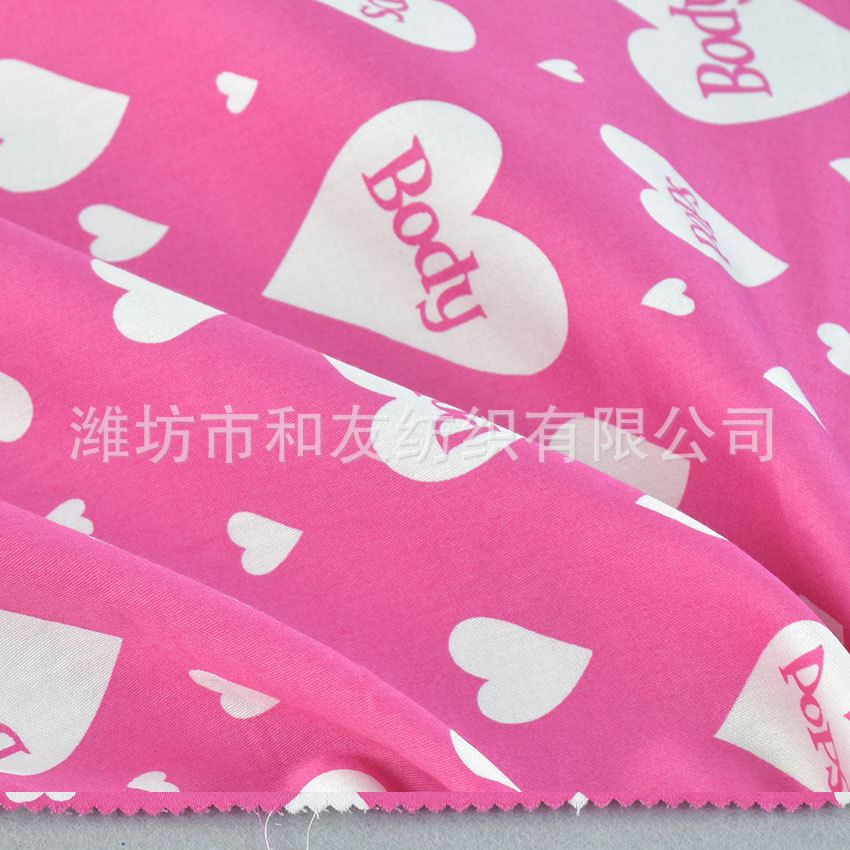 JC cotton satin print women's dress shirt cloth heart pattern cotton printed Poplin