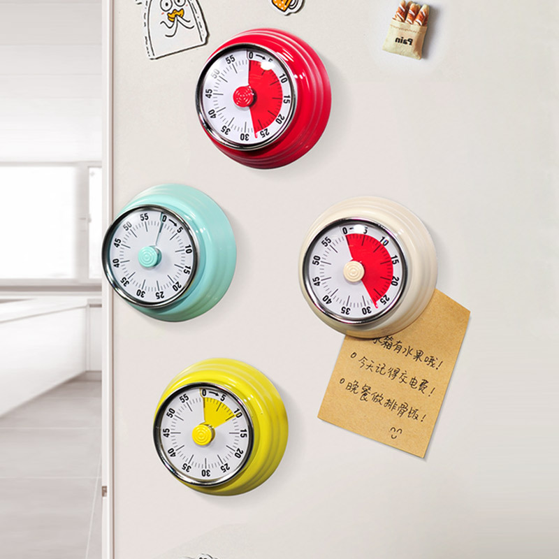 Cross-Border Kitchen Timer Mechanical Timer Reminder Round Time Alarm Clock Countdown Magnetic Visual