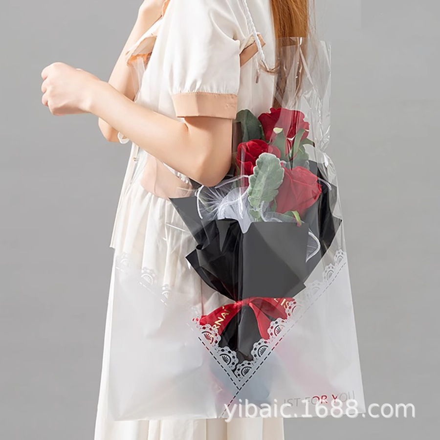 Teacher's Day Flower Bag Flower Packaging Bouquet Bag Popular Gift Bag Waterproof Transparent Flower Handbag