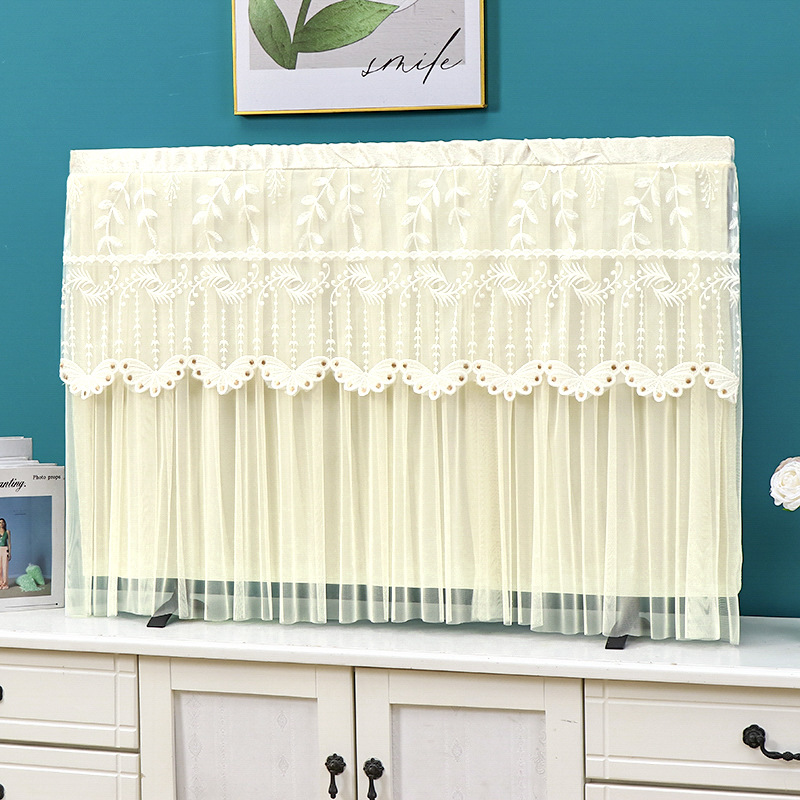 Tv Cover Dust Cover Simple Tv Cover Wall Hanging Lcd Boot Without Taking Off Lace Embroidery Living Room 75 85inch