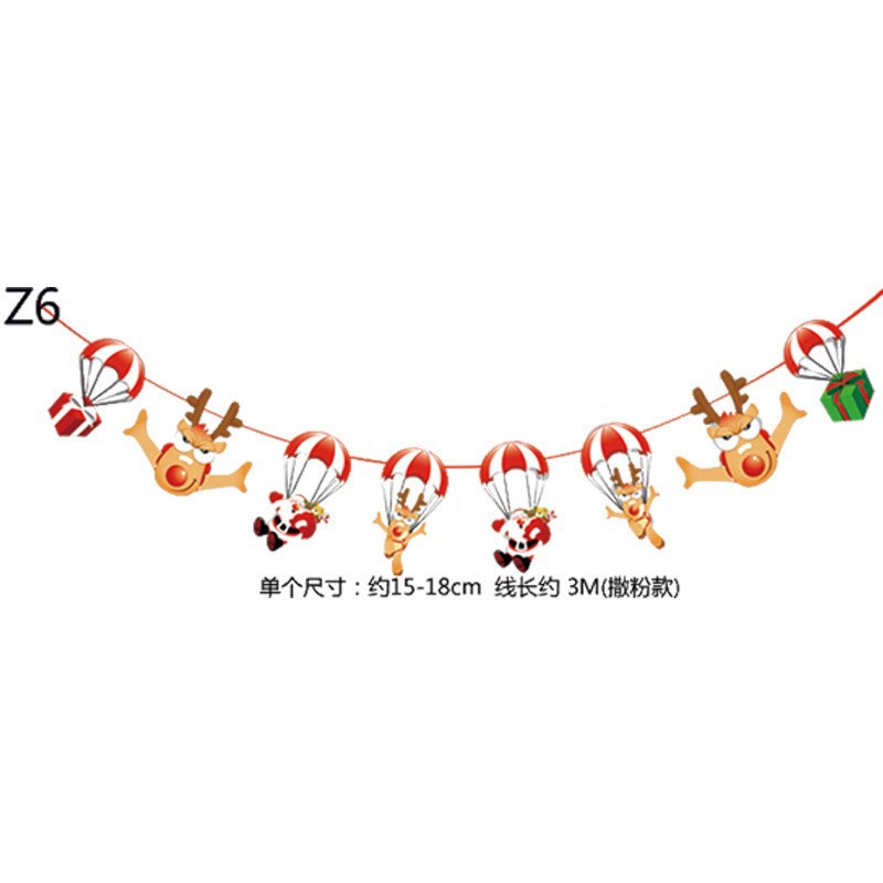 Picture of Christmas Decorations Christmas Pull Flag Hanging Flag Holiday Banner Party Decoration Paper Cartoon Christmas Pull Flower String Flag