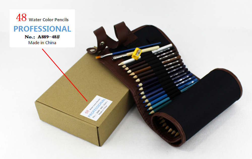 Picture of Cross-border wholesale color pencil 72 color 48 color 36 color roll pen curtain set art hand-painted brush water-soluble color lead