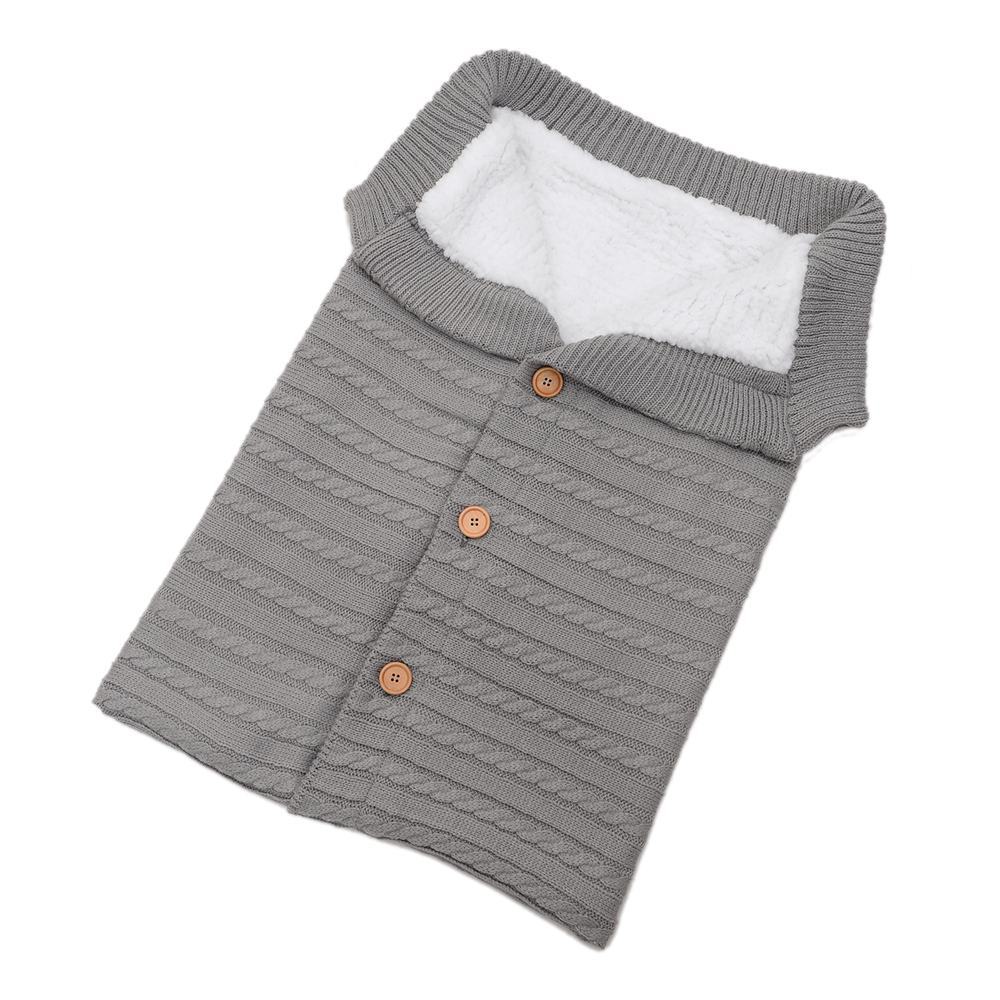 Picture of Wool Knitted Velvet Thickeneded Button Sleeping Bag, Warm and Anti-Jump Sleeping Bag, Baby Outdoor Stroller Sleeping Bag