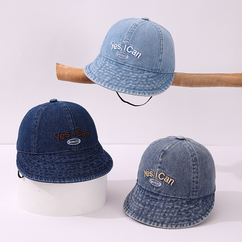 Baby hat spring and autumn men's treasure fisherman hat embroidery Yes,lCan sun hat autumn and winter women's treasure baby basin hat