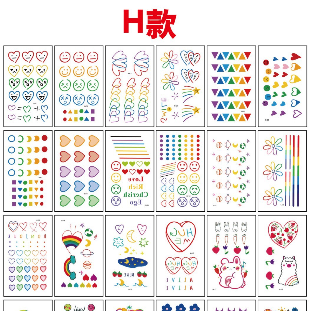 Picture of in stock Children's Tattoo Sticker Cute Cartoon Tattoo Sticker Hyuna Eyebrow Letter Waterproof Long-lasting Small Fresh Tattoo Sticker