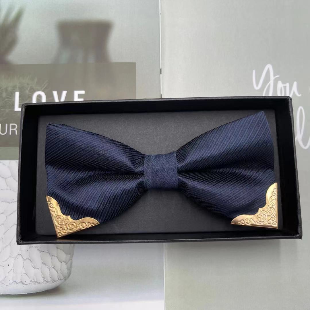 Picture of High-end wedding wedding bridegroom best man wine red British bow solid color men's bow tie formal suit trend