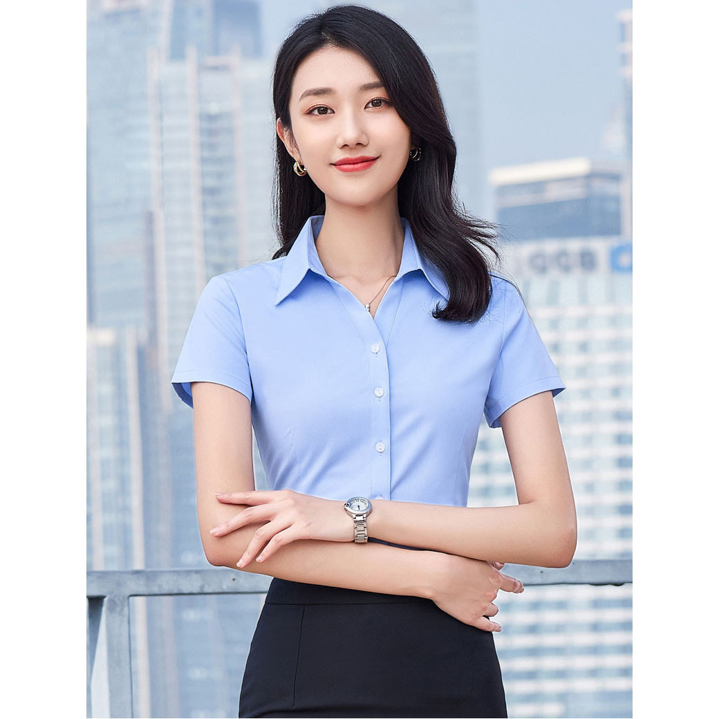 Picture of Women's Civil Servant Interview Application Professional Work Clothes White Shirt Women's Short-Sleeved Shirt College Students Slim and Elegant