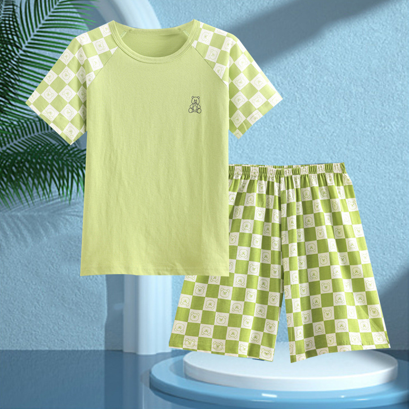 Picture of Boys' Pajamas Children's Summer Pure Cotton Short-sleeved Shorts Girls' Thin Home Clothes suit Big Children's Boys' Air-conditioning Clothes