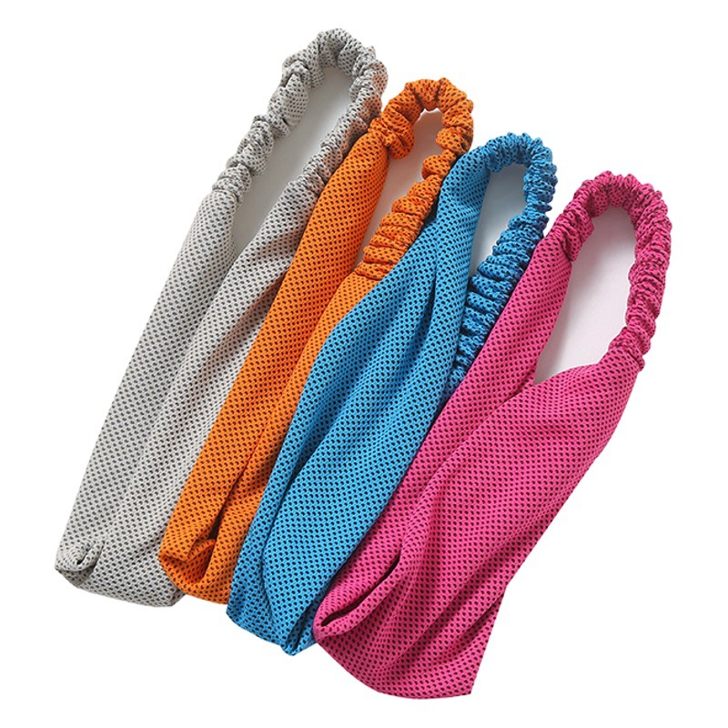 Wide sports hair band cold feeling women's running fitness sweat guide anti-sweat non-slip badminton yoga sweat absorption hair band tide