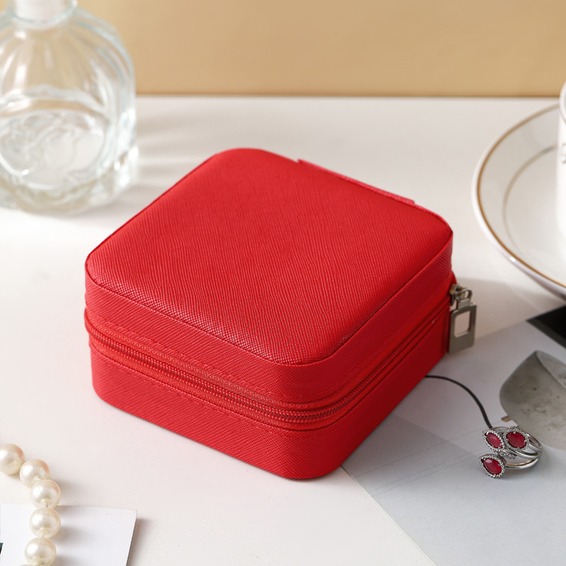 Picture of Leather Small Size Jewelry Storage Box Travel Portable Gift Box with Lock Jewelry Box High-End Jewelry Box