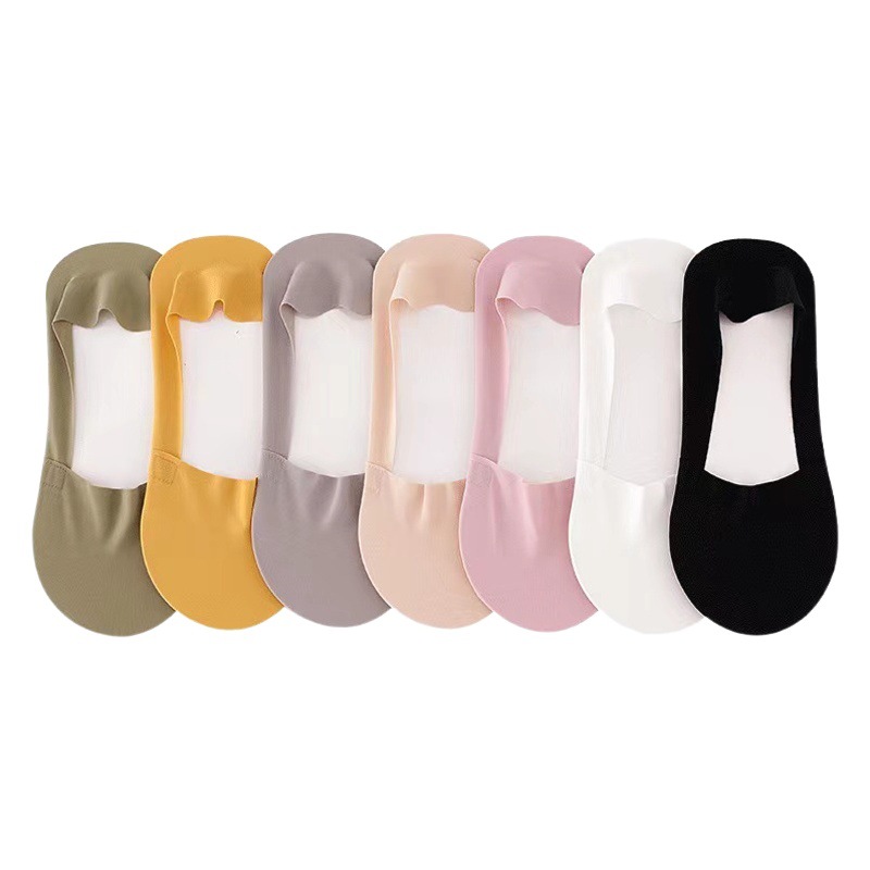Boat Socks Women's Summer Ice Silk Thin Socks Cotton Bottom Breathable Sweat Absorbing Socks Non-slip High Heel Invisible Socks