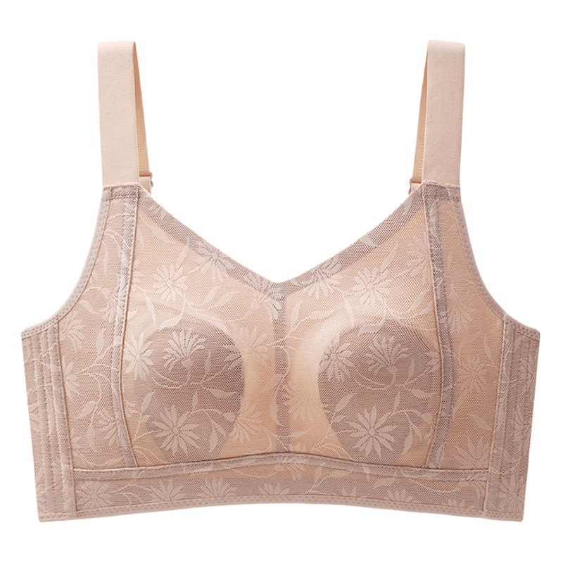 Ultra-thin Underwear Women's Large Chest Small No Steel Ring Adjustable Rabbit Ear Breast Anti-sagging Full Cup Bra