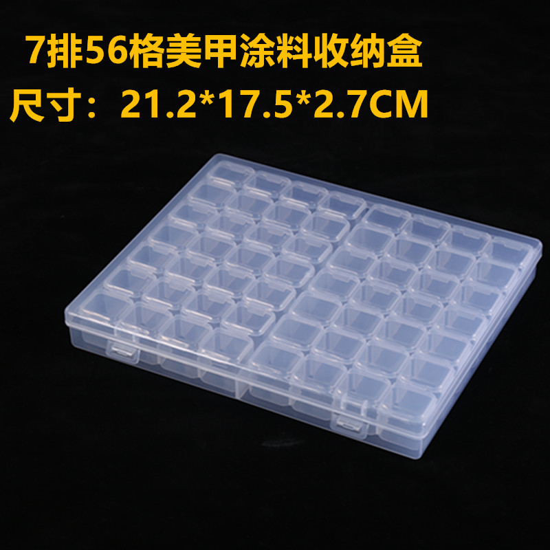 14 Rows 56 Compartments Nail Art Paint Tool Storage Box Pp Transparent Plastic Jewelry Small Parts Storage Box Dot Painting Box
