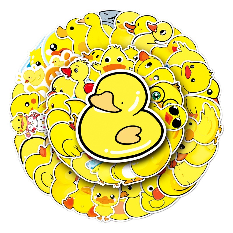 50 small yellow duck cartoon animal cute luggage laptop bicycle car waterproof decorative stickers