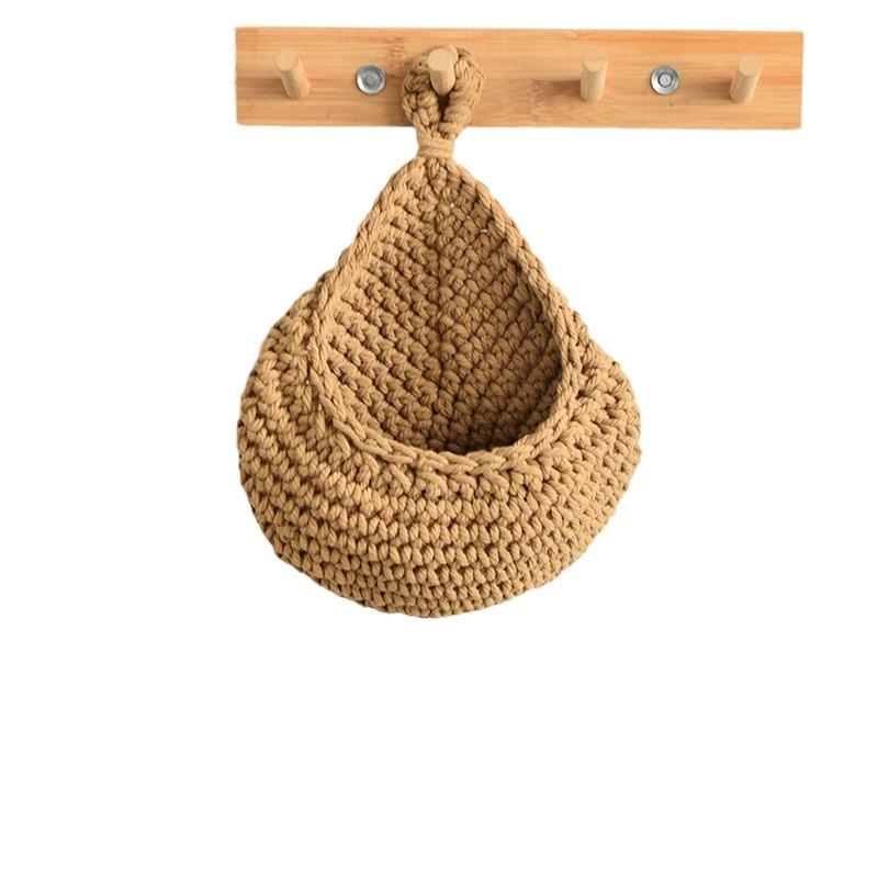 Picture of Water Drop Net Pocket Hand Woven Bird Nest Net Cotton Rope Hemp Rope Crocheted Fruit Storage Bag Vegetable Plant Wall Hanging Pocket