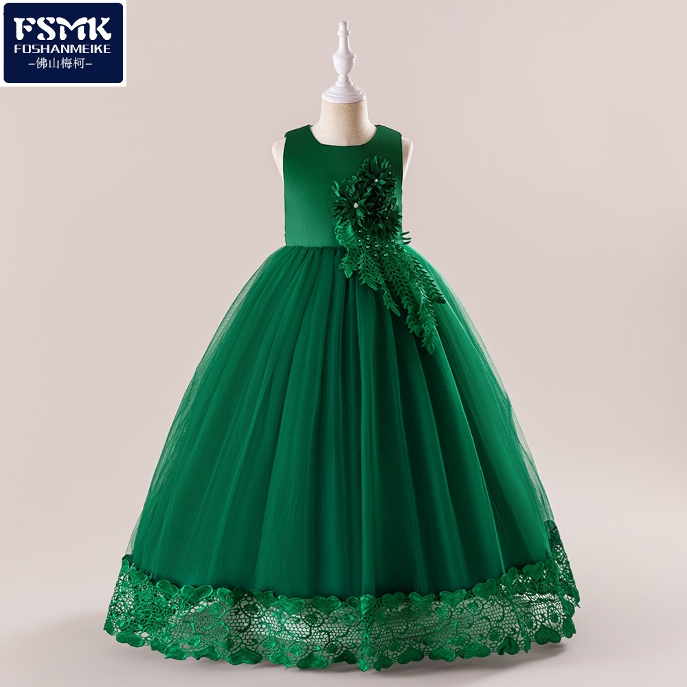 Picture of European and American New Children's Dress Long Flower Show Dress Princess Dress Flower Girls Dress Wedding Dress